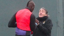 Blues boss Roberto Mancini reacted after Balotelli caught Scott Sinclair with a late challenge
