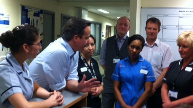 David Cameron meeting staff at the Royal Derby hospital