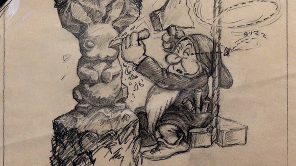 A copy of a never before seen original artwork pencil drawing from Walt Disney's 'Snow White and the Seven Dwarfs' movie