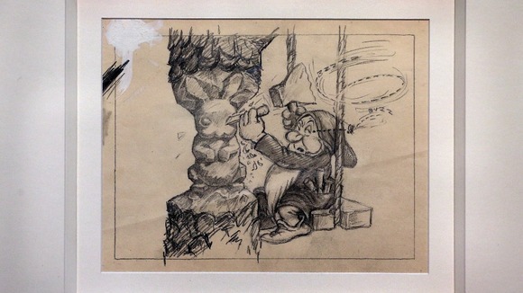 A copy of a never-before-seen original artwork pencil drawing from Walt Disney's 'Snow White and the Seven Dwarfs' movie