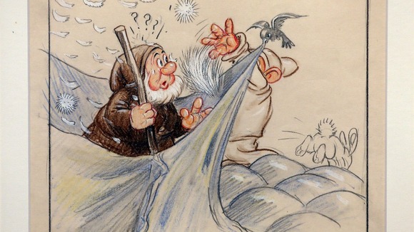 A copy of a never-before-seen original artwork pencil drawing from Walt Disney's 'Snow White and the Seven Dwarfs' movie from 1937