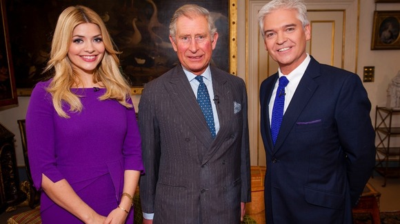 This Morning hosts Holly Willoughby and Phillip Schofield pictured with Prince Charles at Clarence House.
