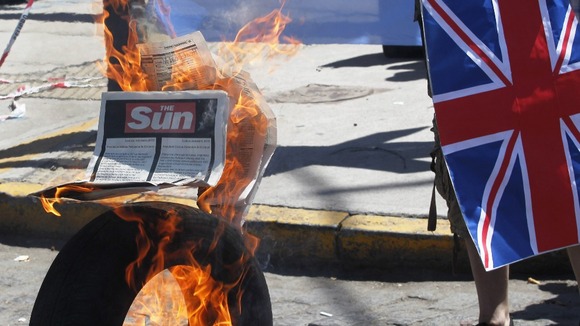 The advert taken out by The Sun burns in Argentina