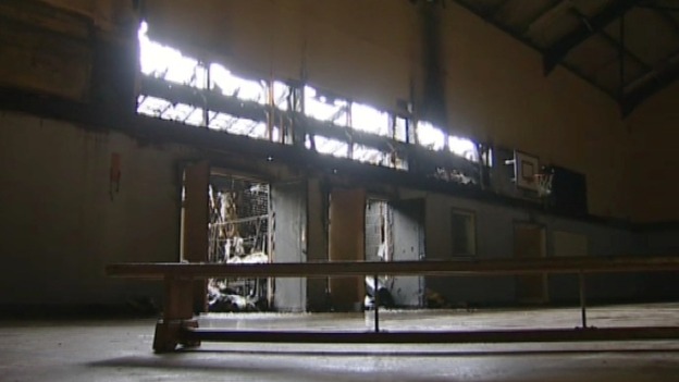 The fire broke out in the school's sports hall