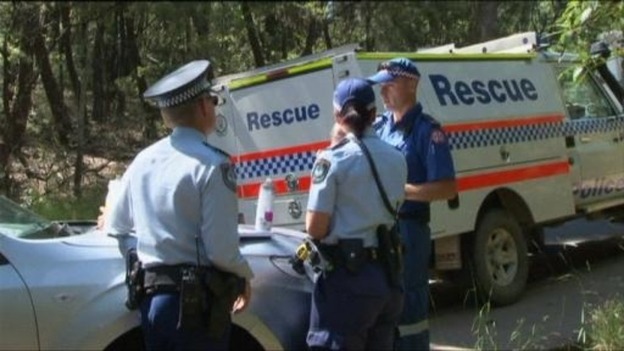 Emergency services at the scene of the waterfall accident