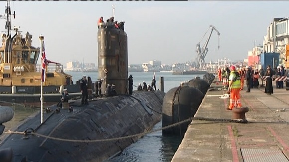 HMS Tireless in dock at Southampton
