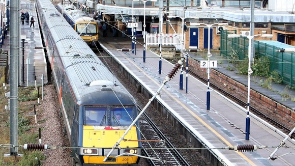 An East Coast main line train pulls out of Peterborough Train Station