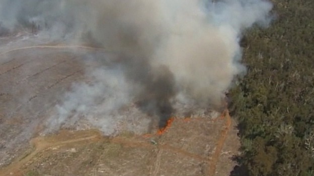 Aerial view of a bushfire in New South Wales, Australia