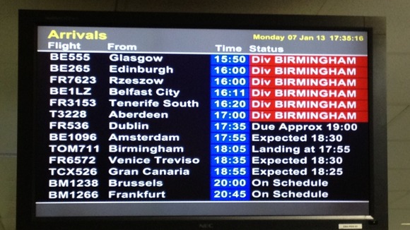 Flights are being diverted to Birmingham