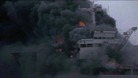 The ship, Sir Galahad, on fire