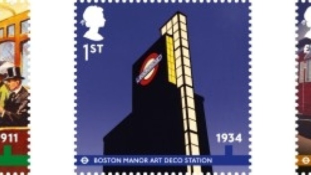 A stamp commemorating Boston Manor station in West london