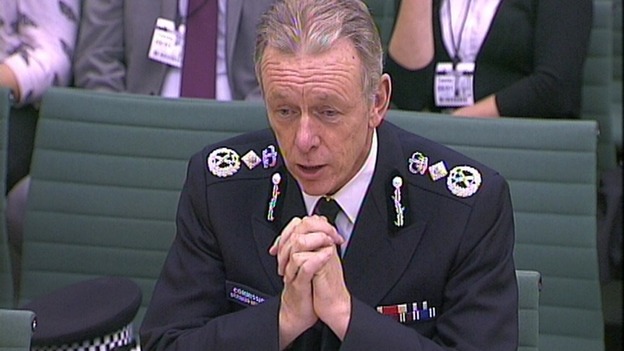 Sir Bernard Hogan-Howe, Metropolitan Police Commissioner, in front of the Home Affairs Select Committee earlier today