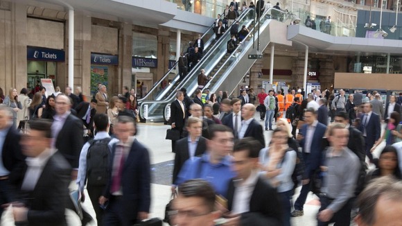 Passengers at London Waterloo station.