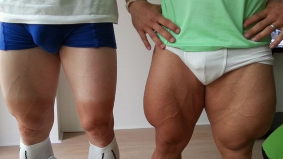 New Zealand cyclist Greg Henderson tweeted this photo of Förstemann's thighs, which went viral, during the Olympics.