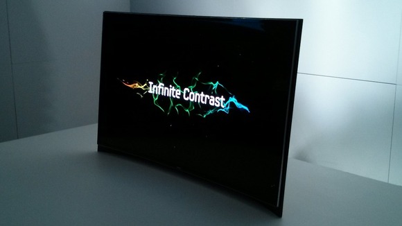 The Samsung display features a curved structure.