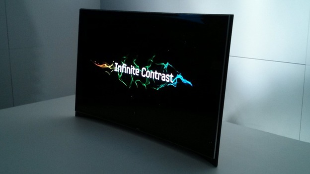 The Samsung display features a curved structure.