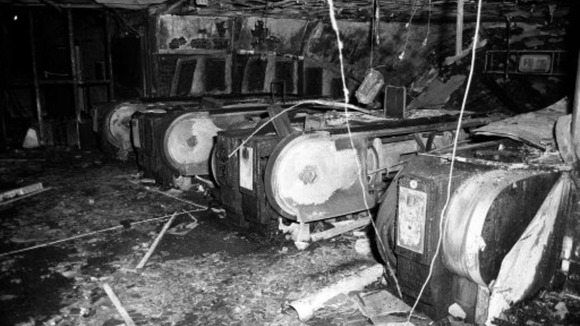 Fire-damaged escalators at King's Cross underground station in 1987