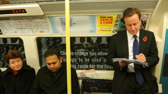David Cameron travels to the 02 Arena by tube in 2009
