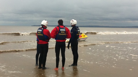 Lifeguards training on Aberavon beach