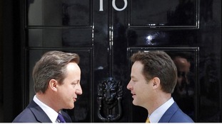 Mr Cameron and Mr Clegg outside 10 Downing Street in May 2010.