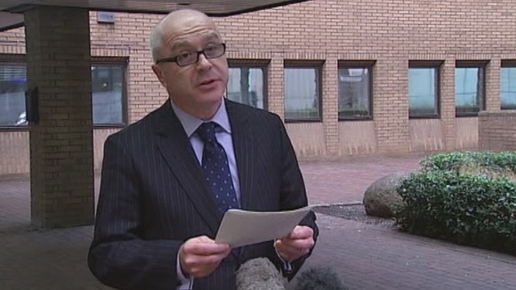 Crown Prosecution Service lawyer Greg McGill speaking outside the court