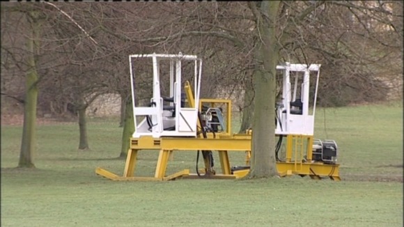 James Capper's walking sculptures arrive on site