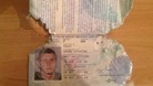 Jason Tovey's passport after his puppy made a meal of it