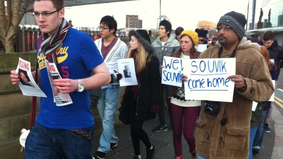 Friends of Souvik Pal march through Old Trafford