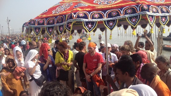 Crowds gather in Allahabad, India
