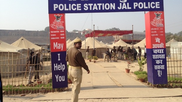 A temporary police station in Allahabad