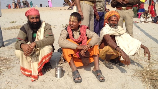 Sadhus - or holymen - attending the Kumbh Mela festival in Allahabad