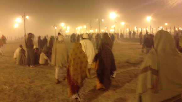 At 5am local time crowds are already heading to the river