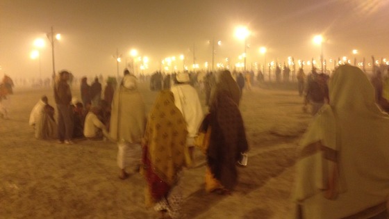 At 5am local time crowds are already heading to the river