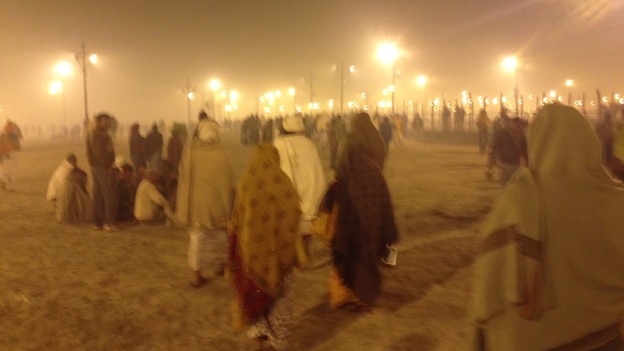 At 5am local time crowds are already heading to the river