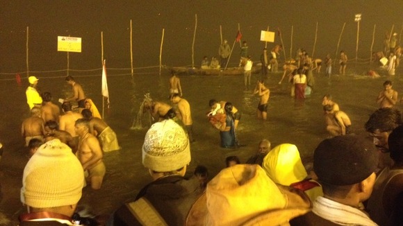 The final bathers are cleared before first light