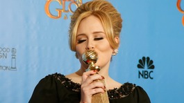 Adele celebrating her Golden Globe win for Skyfall