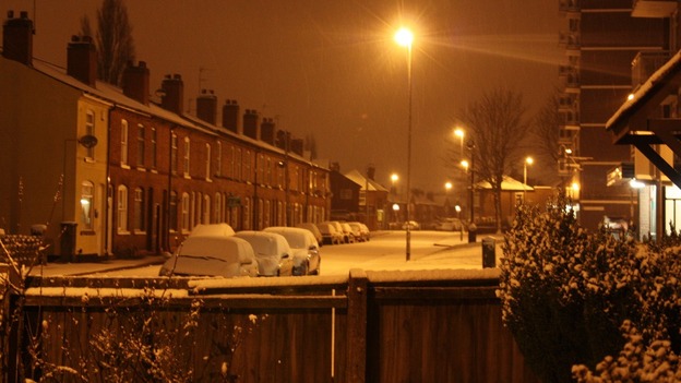 A street covered in snow