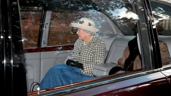 The Queen in her Bentley at Sandringham