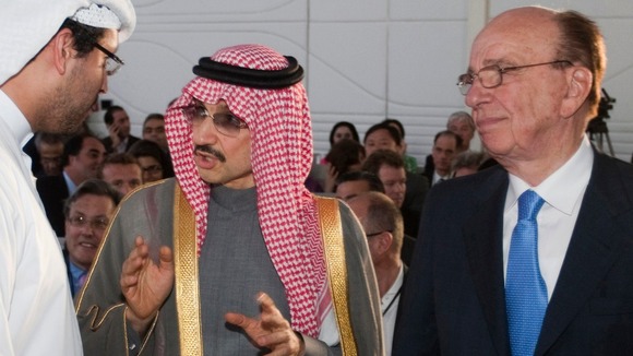 The Saudi billionaire with the chief executive of News Corporation Rupert Murdoch in 2011