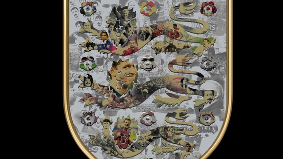 A close up of the shield