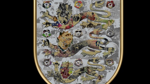 A close up of the shield