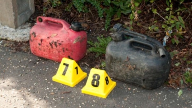 These petrol cans were found after the fire in Harlow