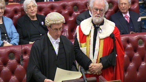 Former Archbishop of Canterbury Dr Rowan Williams in the House of Lords today.