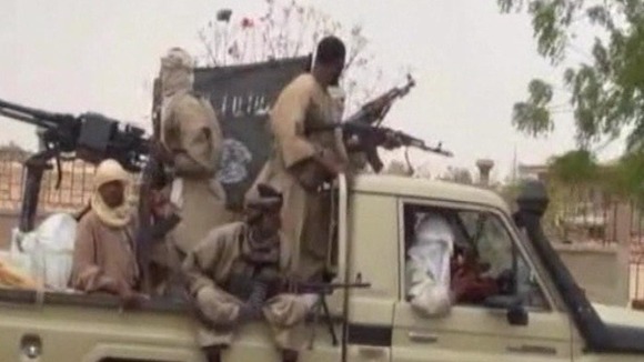 A truck carrying fighters from 'Movement for oneness and Jihad in West Africa' in Gao, northern Mali in March 2012.