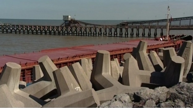 The stricken vessel aground near Colwyn Bay