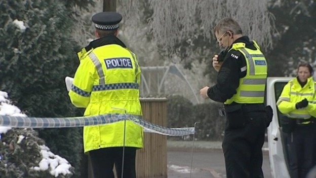 The scene outside Una Crown's house