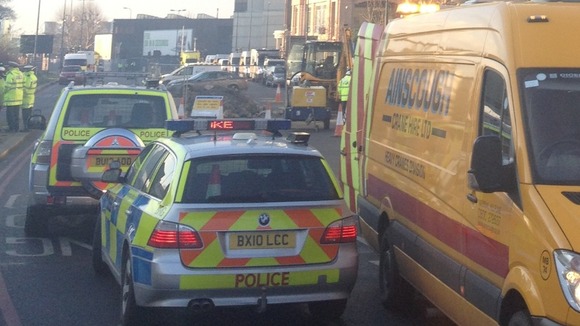 Crash site at Vauxhall in South London this morning