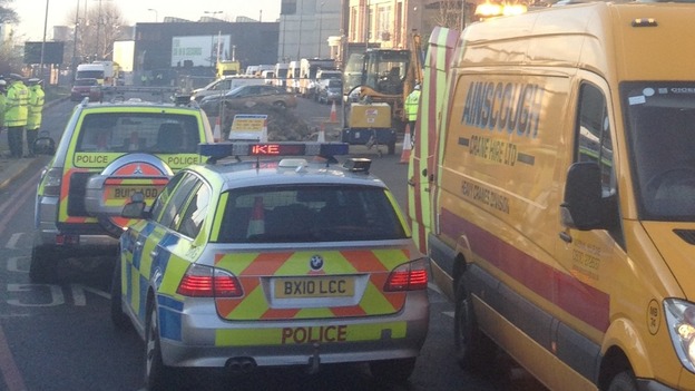 Crash site at Vauxhall in South London this morning
