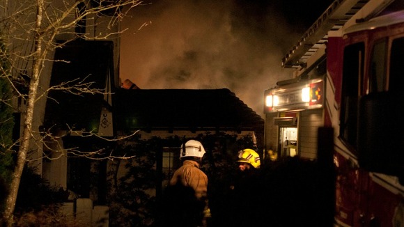 Crews at the scene of fire
