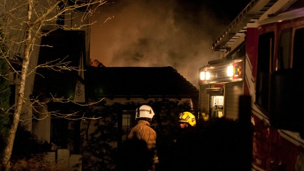 Crews at the scene of fire